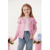 imageGRACE KARIN Girls Knit Cardigan Sweater Long Sleeve Ruffle Layered Lightweight Open Front Shrug Kids Casual Overwear 612Light Pink