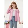 imageGRACE KARIN Girls Knit Cardigan Sweater Long Sleeve Ruffle Layered Lightweight Open Front Shrug Kids Casual Overwear 612Light Pink