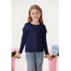 imageGRACE KARIN Girls Knit Cardigan Sweater Long Sleeve Ruffle Layered Lightweight Open Front Shrug Kids Casual Overwear 612Navy Blue