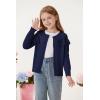 imageGRACE KARIN Girls Knit Cardigan Sweater Long Sleeve Ruffle Layered Lightweight Open Front Shrug Kids Casual Overwear 612Navy Blue