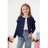 imageGRACE KARIN Girls Knit Cardigan Sweater Long Sleeve Ruffle Layered Lightweight Open Front Shrug Kids Casual Overwear 612Navy Blue