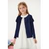 imageGRACE KARIN Girls Knit Cardigan Sweater Long Sleeve Ruffle Layered Lightweight Open Front Shrug Kids Casual Overwear 612Navy Blue