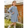 imageGRACE KARIN Girls Ribbed Knitted Sweater Dress Long Sleeve Casual Fall Winter Dress with Belt Size 514 YearsDusty Blue