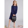 imageGRACE KARIN Girls Ribbed Knitted Sweater Dress Long Sleeve Casual Fall Winter Dress with Belt Size 514 YearsNavy Blue