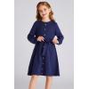 imageGRACE KARIN Girls Ribbed Knitted Sweater Dress Long Sleeve Casual Fall Winter Dress with Belt Size 514 YearsNavy Blue