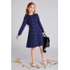 imageGRACE KARIN Girls Ribbed Knitted Sweater Dress Long Sleeve Casual Fall Winter Dress with Belt Size 514 YearsNavy Blue