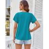 imageGRACE KARIN Womens Casual Work T Shirts Crew Neck Short Sleeve Blouse 2025 Summer Dressy Blouses Trendy OutfitsBlue Green