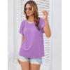 imageGRACE KARIN Womens Casual Work T Shirts Crew Neck Short Sleeve Blouse 2025 Summer Dressy Blouses Trendy OutfitsPurple