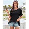 imageGRACE KARIN Womens Ruffle Tops Summer Casual Crew Neck Short Sleeve Blouses Loose Fit T Shirts Tunic Tops for LeggingsBlack