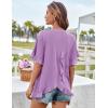 imageGRACE KARIN Womens Ruffle Tops Summer Casual Crew Neck Short Sleeve Blouses Loose Fit T Shirts Tunic Tops for LeggingsPurple