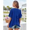 imageGRACE KARIN Womens Ruffle Tops Summer Casual Crew Neck Short Sleeve Blouses Loose Fit T Shirts Tunic Tops for LeggingsRoyal Blue