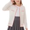 imageGRACE KARIN Girls Cardigan Sweater Long Sleeve Knit School Uniform Crew Neck Cute Cardigan 512 YearsWhite