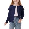 imageGRACE KARIN Girls Knit Cardigan Sweater Long Sleeve Ruffle Layered Lightweight Open Front Shrug Kids Casual Overwear 612Navy Blue