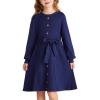 imageGRACE KARIN Girls Ribbed Knitted Sweater Dress Long Sleeve Casual Fall Winter Dress with Belt Size 514 YearsNavy Blue