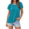 imageGRACE KARIN Womens Casual Work T Shirts Crew Neck Short Sleeve Blouse 2025 Summer Dressy Blouses Trendy OutfitsBlue Green