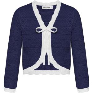 imageGRACE KARIN Cardigan for Girls Bolero Kids School Uniform Shrugs Sweater Size 512 Long SleeveNavy Blue