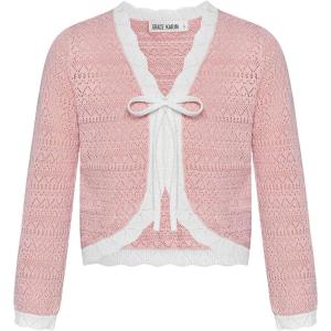 imageGRACE KARIN Cardigan for Girls Bolero Kids School Uniform Shrugs Sweater Size 512 Long SleevePink
