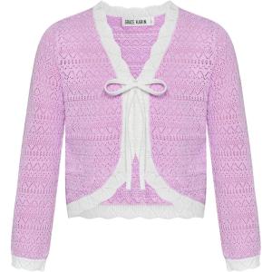 imageGRACE KARIN Cardigan for Girls Bolero Kids School Uniform Shrugs Sweater Size 512 Long SleevePurple