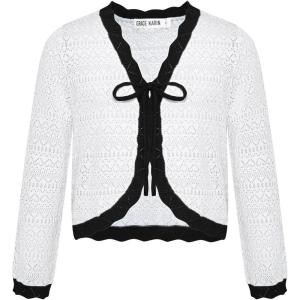 imageGRACE KARIN Cardigan for Girls Bolero Kids School Uniform Shrugs Sweater Size 512 Long SleeveWhite