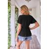 imageGRACE KARIN 2024 Womens Summer Tops Wrap V Neck Eyelet Top Ruffle Sleeve Peplum Casual T ShirtsBlack