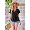 imageGRACE KARIN 2024 Womens Summer Tops Wrap V Neck Eyelet Top Ruffle Sleeve Peplum Casual T ShirtsBlack