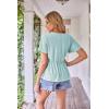 imageGRACE KARIN 2024 Womens Summer Tops Wrap V Neck Eyelet Top Ruffle Sleeve Peplum Casual T ShirtsBlue