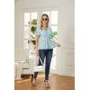 imageGRACE KARIN 2024 Womens Summer Tops Wrap V Neck Eyelet Top Ruffle Sleeve Peplum Casual T ShirtsBlue