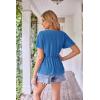 imageGRACE KARIN 2024 Womens Summer Tops Wrap V Neck Eyelet Top Ruffle Sleeve Peplum Casual T ShirtsBlue Bright