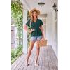 imageGRACE KARIN 2024 Womens Summer Tops Wrap V Neck Eyelet Top Ruffle Sleeve Peplum Casual T ShirtsDark Green Blue