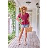 imageGRACE KARIN 2024 Womens Summer Tops Wrap V Neck Eyelet Top Ruffle Sleeve Peplum Casual T ShirtsDark Red Rose