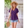 imageGRACE KARIN 2024 Womens Summer Tops Wrap V Neck Eyelet Top Ruffle Sleeve Peplum Casual T ShirtsDeep Purple