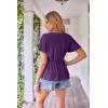 imageGRACE KARIN 2024 Womens Summer Tops Wrap V Neck Eyelet Top Ruffle Sleeve Peplum Casual T ShirtsDeep Purple