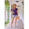 imageGRACE KARIN 2024 Womens Summer Tops Wrap V Neck Eyelet Top Ruffle Sleeve Peplum Casual T ShirtsDeep Purple