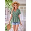 imageGRACE KARIN 2024 Womens Summer Tops Wrap V Neck Eyelet Top Ruffle Sleeve Peplum Casual T ShirtsGreen