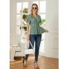 imageGRACE KARIN 2024 Womens Summer Tops Wrap V Neck Eyelet Top Ruffle Sleeve Peplum Casual T ShirtsGreen