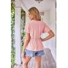 imageGRACE KARIN 2024 Womens Summer Tops Wrap V Neck Eyelet Top Ruffle Sleeve Peplum Casual T ShirtsPink