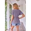 imageGRACE KARIN 2024 Womens Summer Tops Wrap V Neck Eyelet Top Ruffle Sleeve Peplum Casual T ShirtsPurple Lavender