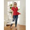 imageGRACE KARIN 2024 Womens Summer Tops Wrap V Neck Eyelet Top Ruffle Sleeve Peplum Casual T ShirtsRed