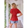 imageGRACE KARIN 2024 Womens Summer Tops Wrap V Neck Eyelet Top Ruffle Sleeve Peplum Casual T ShirtsRed