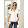 imageGRACE KARIN 2024 Womens Summer Tops Wrap V Neck Eyelet Top Ruffle Sleeve Peplum Casual T ShirtsWhite