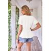 imageGRACE KARIN 2024 Womens Summer Tops Wrap V Neck Eyelet Top Ruffle Sleeve Peplum Casual T ShirtsWhite