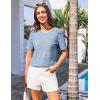 imageGRACE KARIN 2025 Womens Tops Business Casual Dressy Summer Tops Short Sleeve Hollow Out Button Work BlousesGray Blue