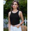 imageGRACE KARIN Women 2025 Summer Sleeveless Sweater Crochet Knit Tank Tops Sweater Lightweight Waffle Contrast Sweater VestBlack