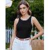 imageGRACE KARIN Women 2025 Summer Sleeveless Sweater Crochet Knit Tank Tops Sweater Lightweight Waffle Contrast Sweater VestBlack