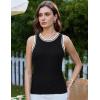 imageGRACE KARIN Women 2025 Summer Sleeveless Sweater Crochet Knit Tank Tops Sweater Lightweight Waffle Contrast Sweater VestBlack