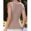 imageGRACE KARIN Women 2025 Summer Sleeveless Sweater Crochet Knit Tank Tops Sweater Lightweight Waffle Contrast Sweater VestKhaki