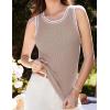 imageGRACE KARIN Women 2025 Summer Sleeveless Sweater Crochet Knit Tank Tops Sweater Lightweight Waffle Contrast Sweater VestKhaki