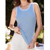 imageGRACE KARIN Women 2025 Summer Sleeveless Sweater Crochet Knit Tank Tops Sweater Lightweight Waffle Contrast Sweater VestLight Blue