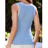 imageGRACE KARIN Women 2025 Summer Sleeveless Sweater Crochet Knit Tank Tops Sweater Lightweight Waffle Contrast Sweater VestLight Blue