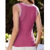 imageGRACE KARIN Women 2025 Summer Sleeveless Sweater Crochet Knit Tank Tops Sweater Lightweight Waffle Contrast Sweater VestPink